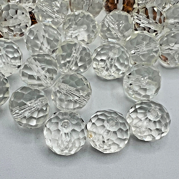 Antique Vintage Loose Clear and Amber Glass Crystal Bead Lot for Crafting